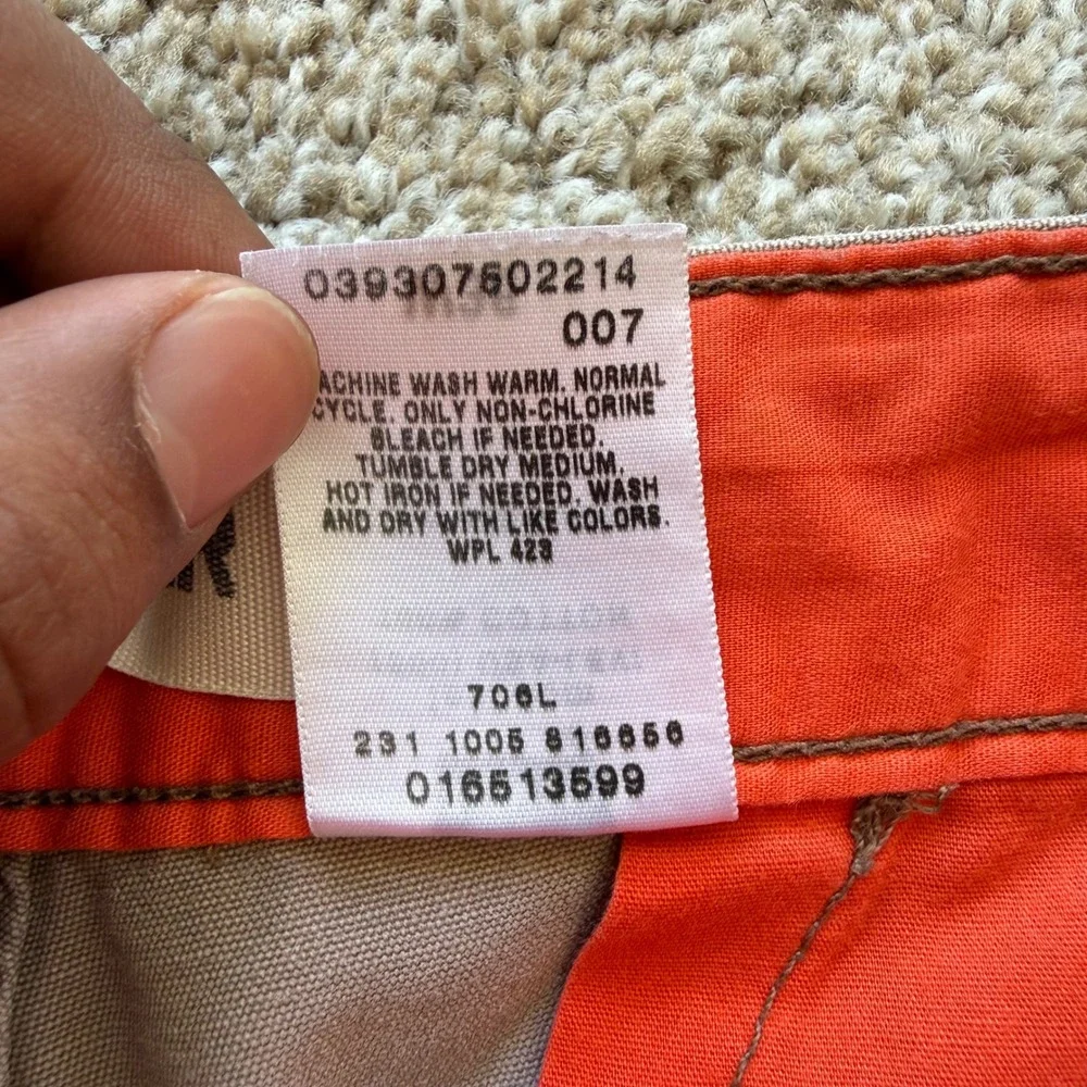 Levi's Cargo Shorts Mens W36 Tan Orange Workwear Raw Hem Utility vintage y2k